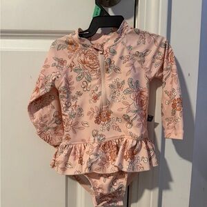 Floral Peach Kids Rashguard Swimsuit